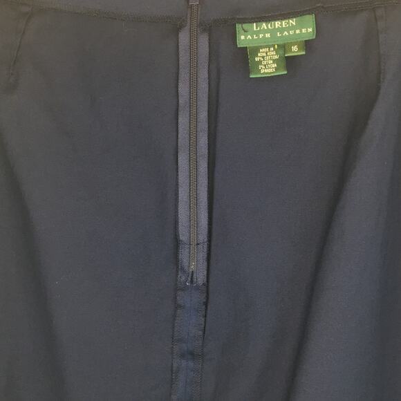 LAUREN Ralph Lauren (Green Label) Navy Two White Stripes Skirt  Size 16 - Picture 9 of 10